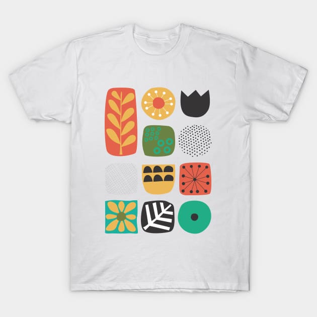 Mid Century Floral Elements T-Shirt by fernandaffp